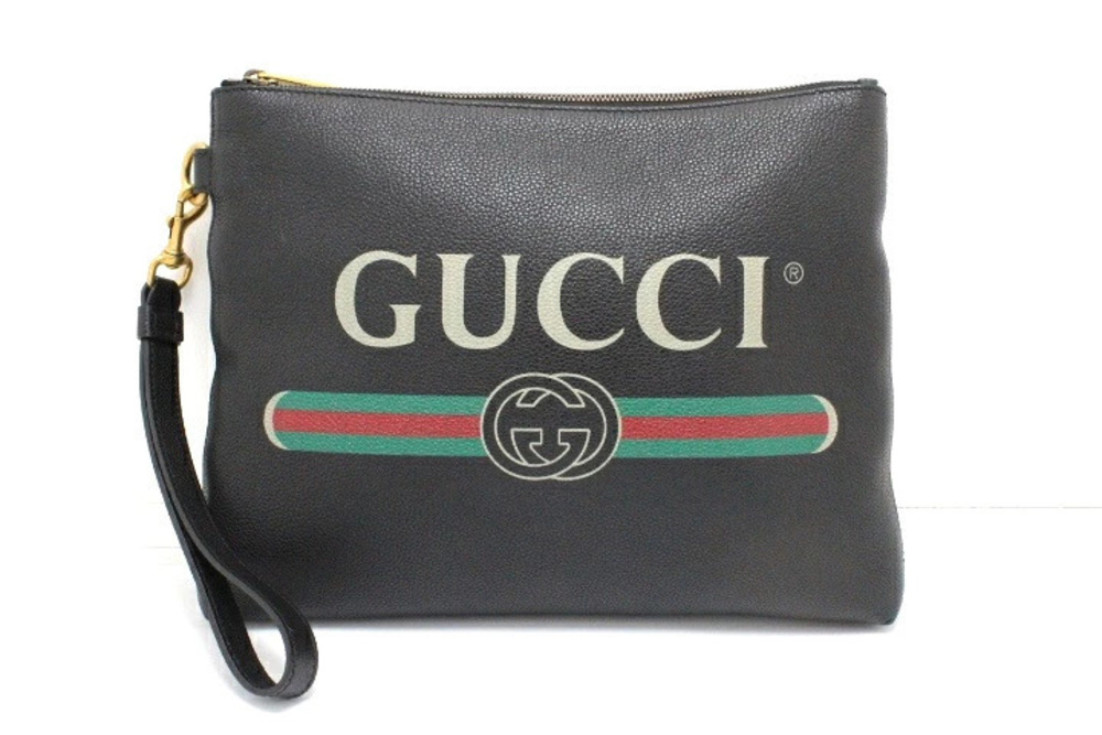 Gucci Clutch Bag Leather Black